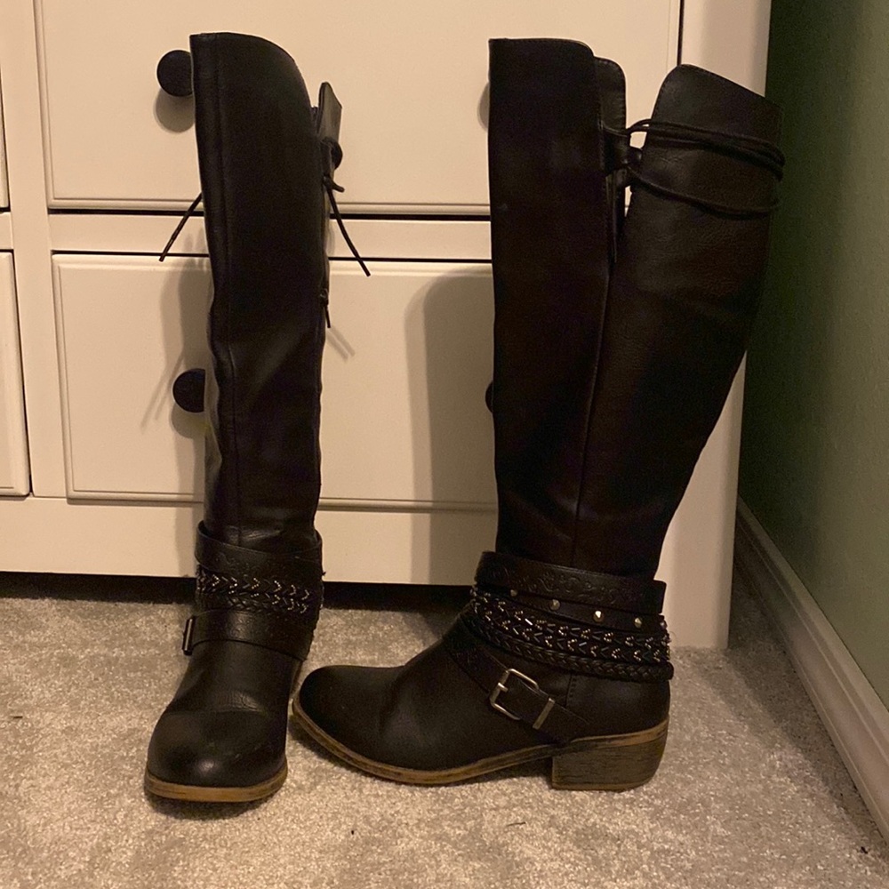 Womens black riding boots